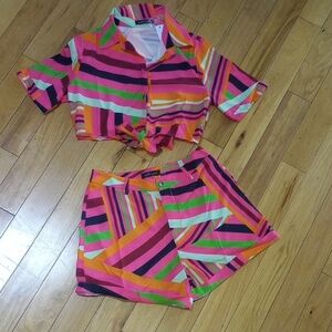 Colorful Striped Short Sleeve Top